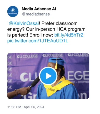 Archived social response promoting CLI College healthcare training